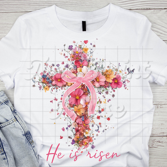 He Is Risen Floral Cross