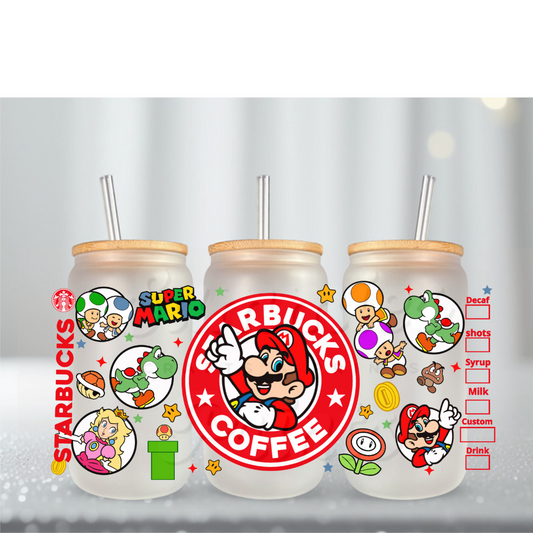 Mario Starbs Red Crew UV DTF Cup Wrap