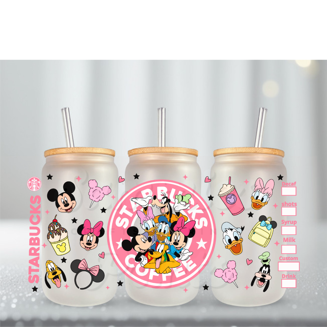 Mouse Crew Pink Starbs Snacks UV DTF Cup Wrap
