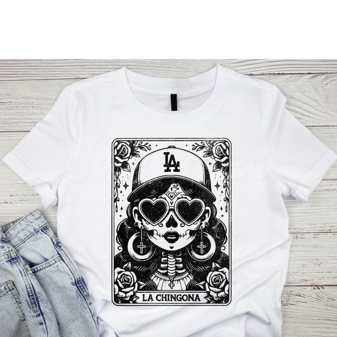 Chingona Black Distressed DTF Heat Transfer