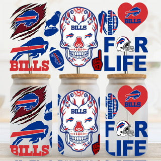 Buffalo Football Skull UV DTF Cup Wrap