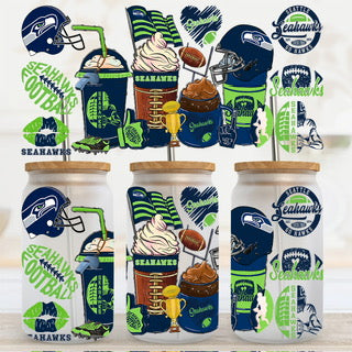 Seattle Coffee Football UV DTF Cup Wrap