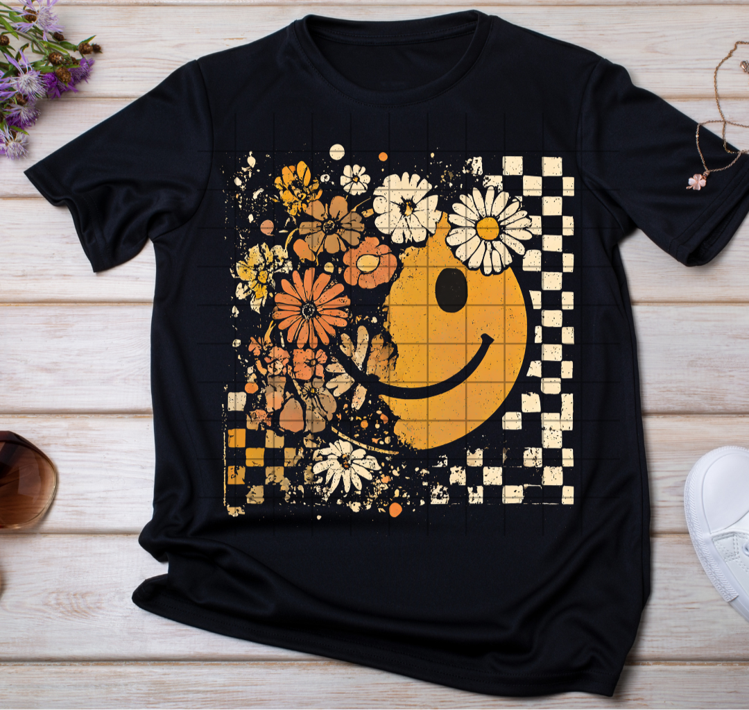 Smile Flowers Halftone (black shirt only)
