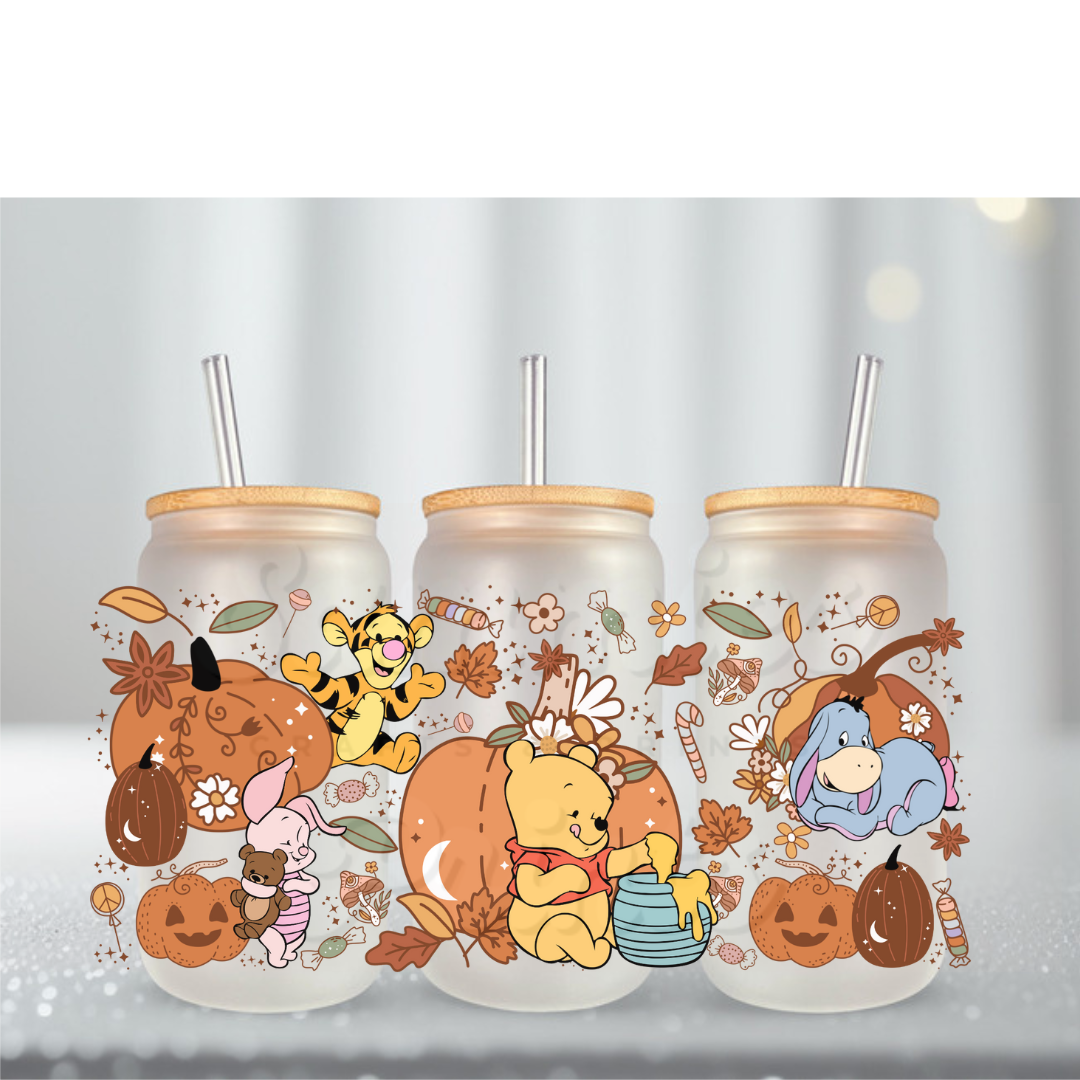 Baby Yellow Bear Fall Pumpkin UV DTF Cup Wrap