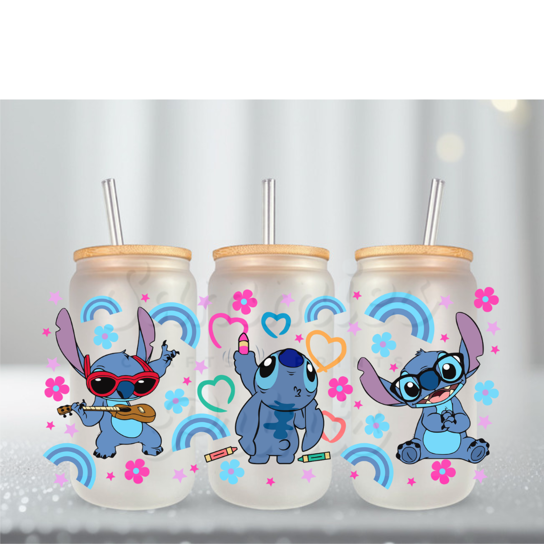 Blue Alien Drawing UV DTF Cup Wrap n