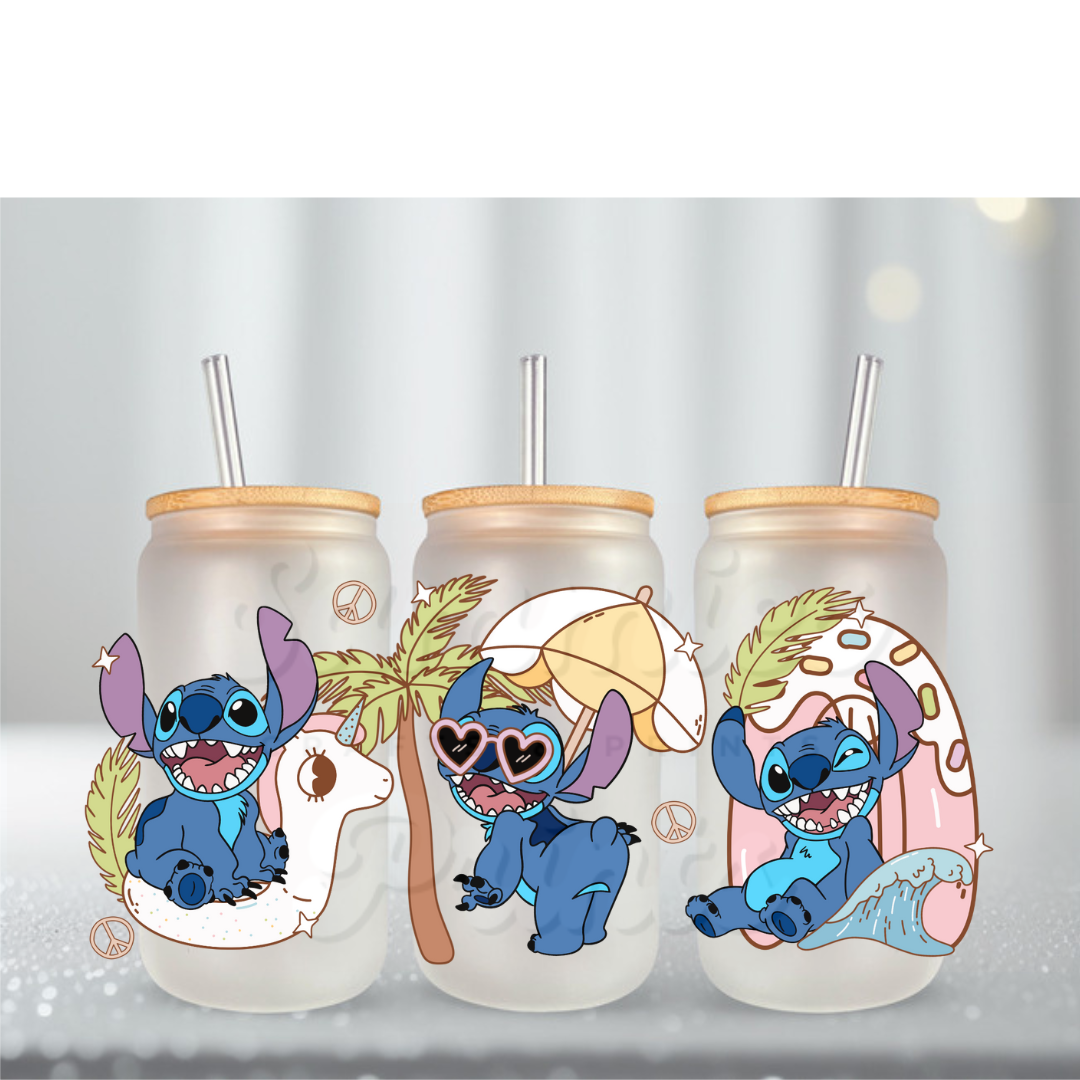 Blue Alien Summer Unicorn UV DTF Cup Wrap