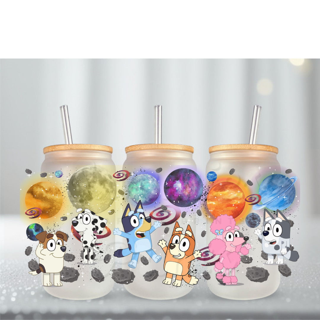 Blue Dog Planet UV DTF Cup Wrap