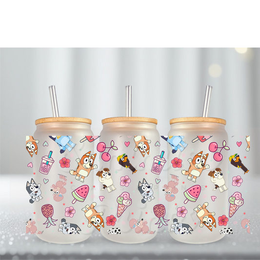 Blue Dog Tiny Boba UV DTF Cup Wrap