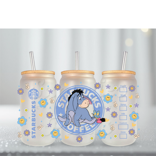 Blue Donkey Strbs Happy Flowers UV DTF Cup Wrap