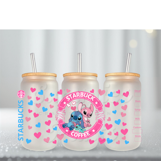 Blue & Pink Alien Starbs Hearts UUV DTF Cup Wrap