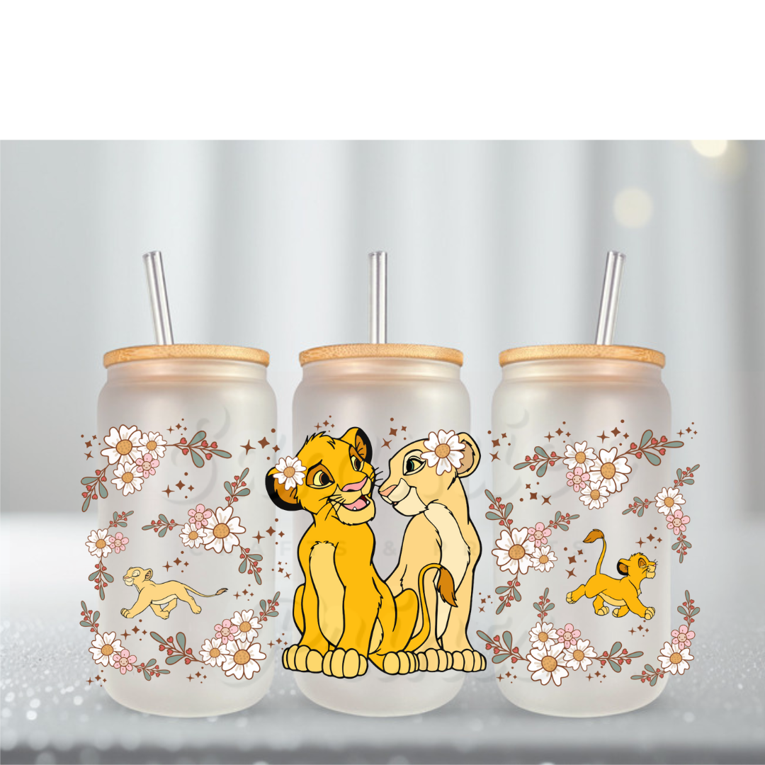 Boy & Girl Lion Flowers UV DTF Cup Wrap