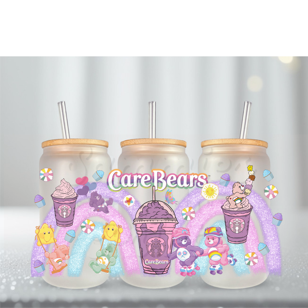 Caring Bears Rainbow Drinks UV DTF Cup Wrap