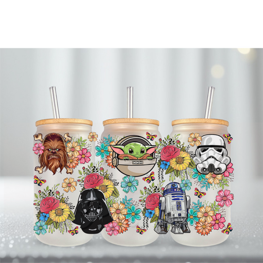 Child Stars War Colorful Flowers UV DTF Cup Wrap