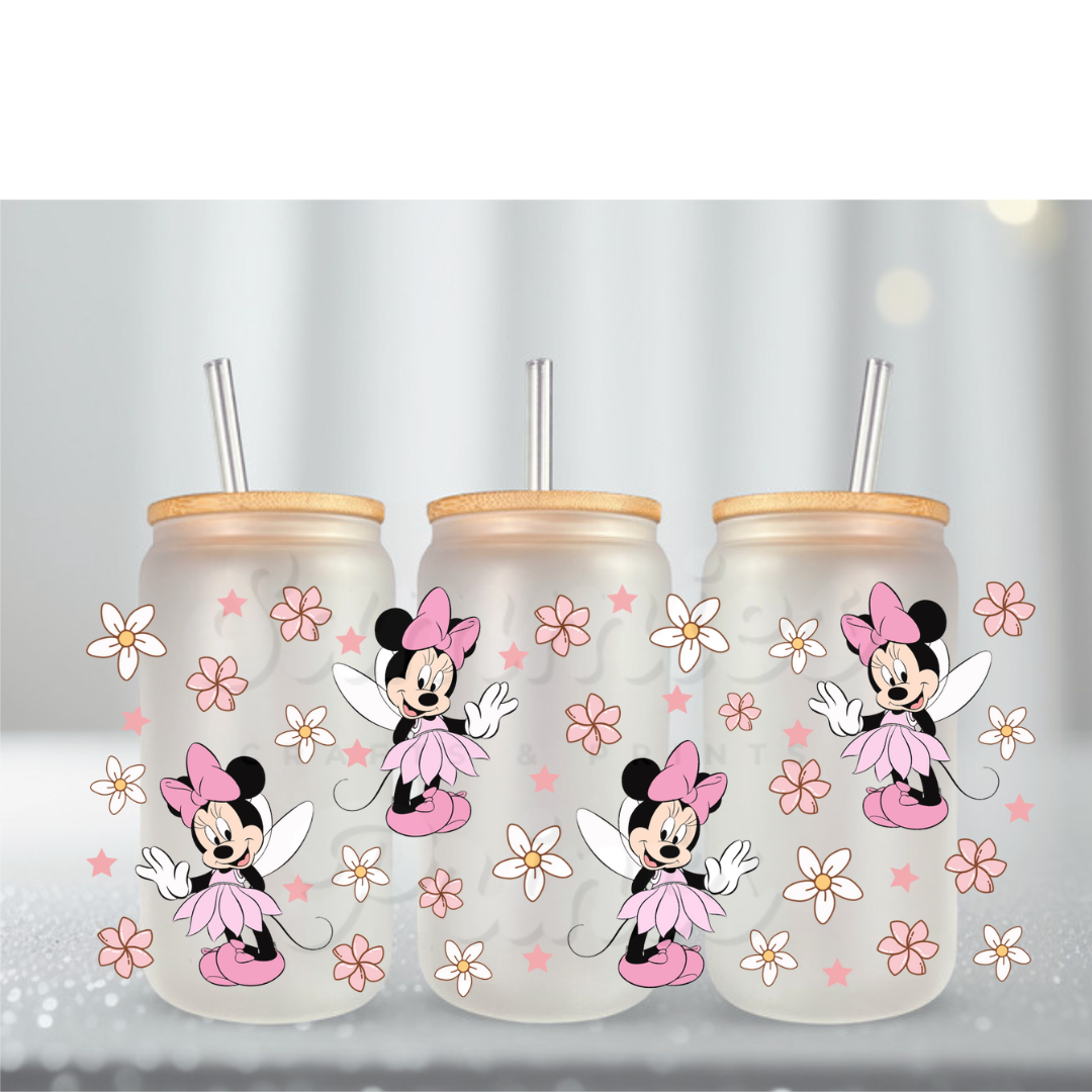 Fairy Girl Mouse Pnk & Wht Flowers UV DF Cup Wrap