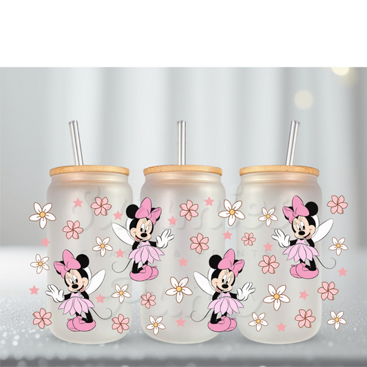 Fairy Girl Mouse Pnk & Wht Flowers UV DF Cup Wrap