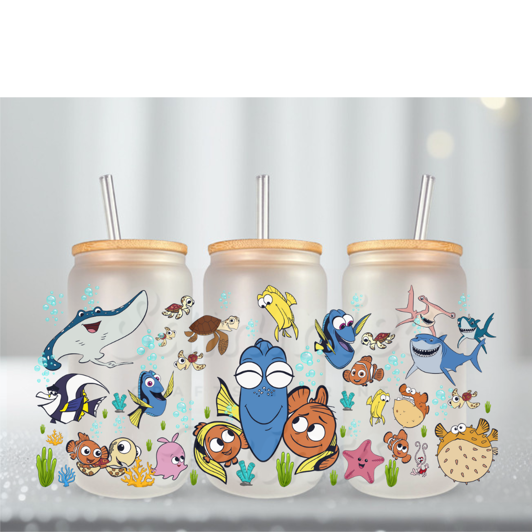 Finding Fish Bubbles Crew UV DTF Cup Wrap