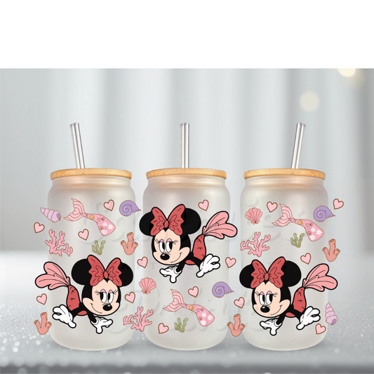 Girl Mouse Pink Mermaid UV DTF Cup Wrap