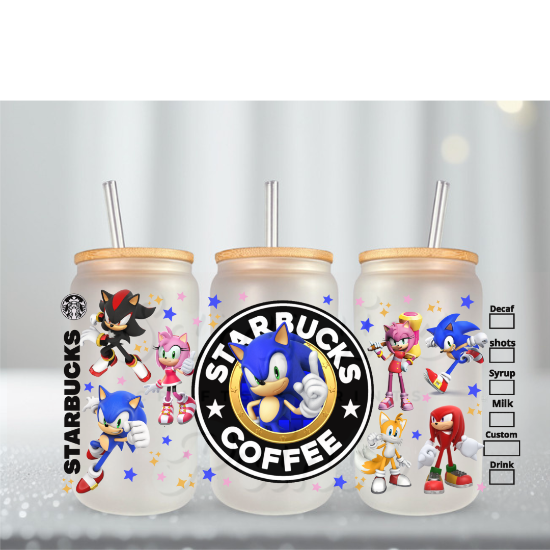 Hedgehog Crew W Black Starbs UV DTF Cup Wrap