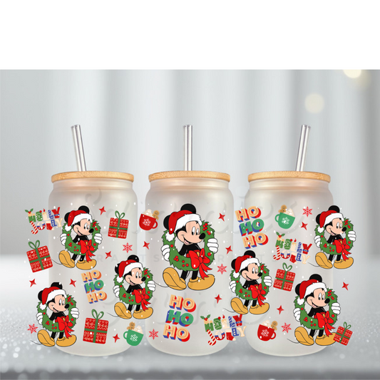 HO HO HO Boy Mouse Wreath UVDTF Cup Wrap