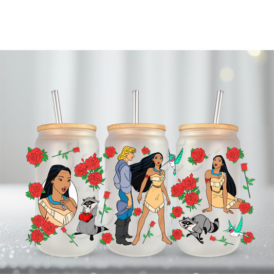 Indian Princess W Roses UV DTF Cup Wrap