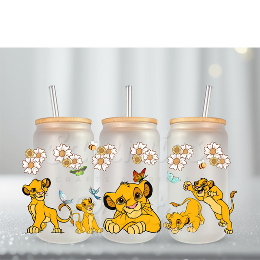 Lion W Birds & Flowers UV DTF Cup Wrap