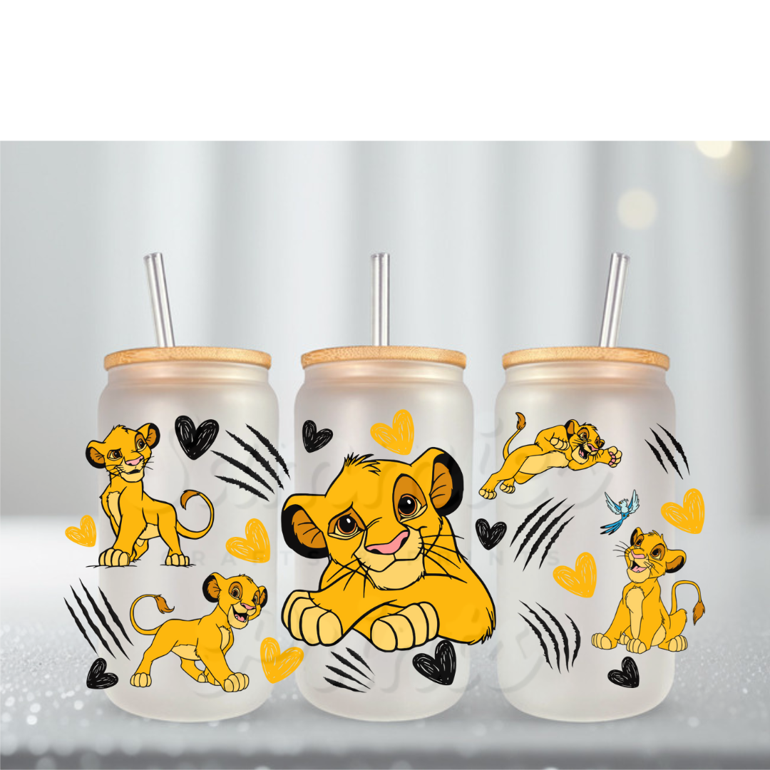 Lion W Yellow & Black Hearts UV DTF Cup Wrap