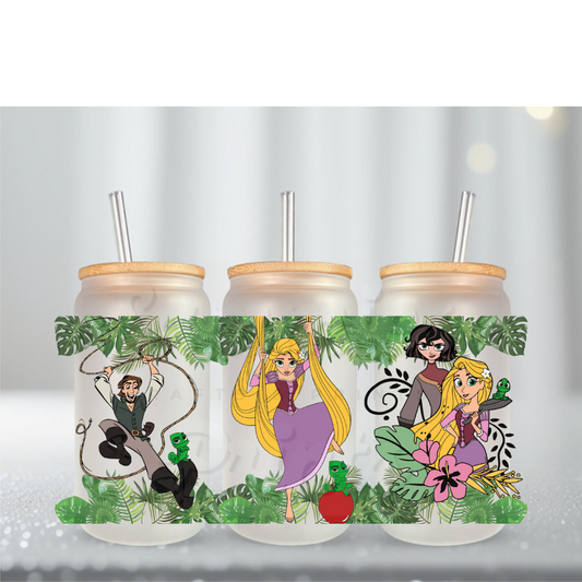 Long Hair Princess Jungle UV DTF Cup Wrap