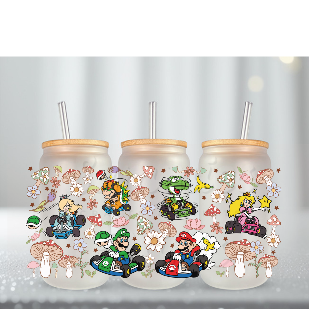 Mario Crew Spring Flowers UV DTF Cup Wrap