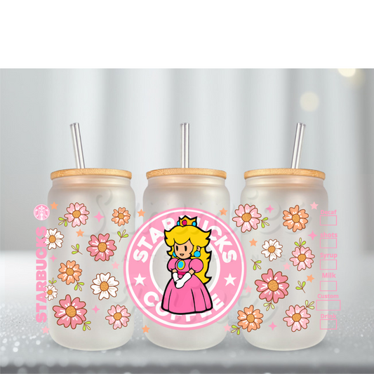 Mario Princess Peach Flowers UV DTF Cup Wrap