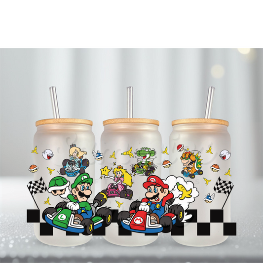 Mario Racing Cars Checkered UVDTF Cup Wrap