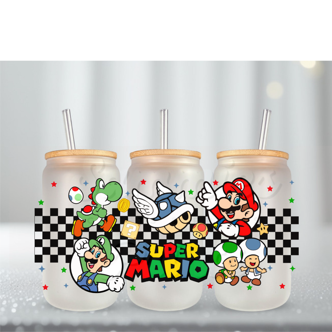 Mario Racing Checkers UV DTF Cup Wrap