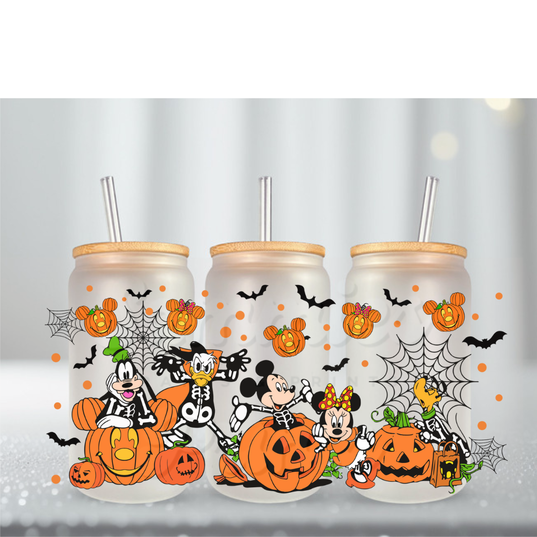 Mouse Crew Pumpkin Skeletons UV DTF Cup Wrap