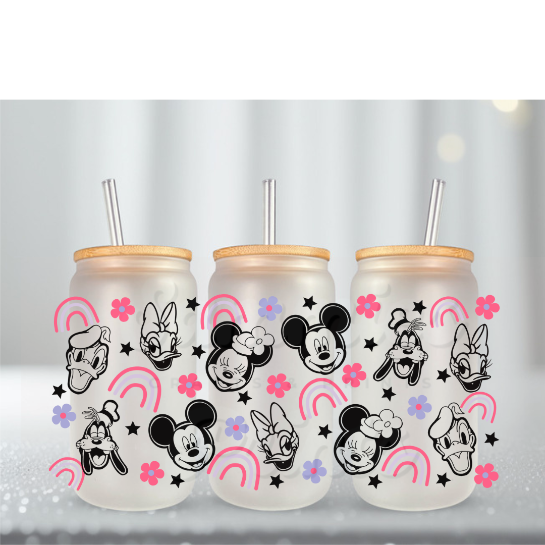 Mouse Crew Rainbow Outline UV DTF Cup Wrap