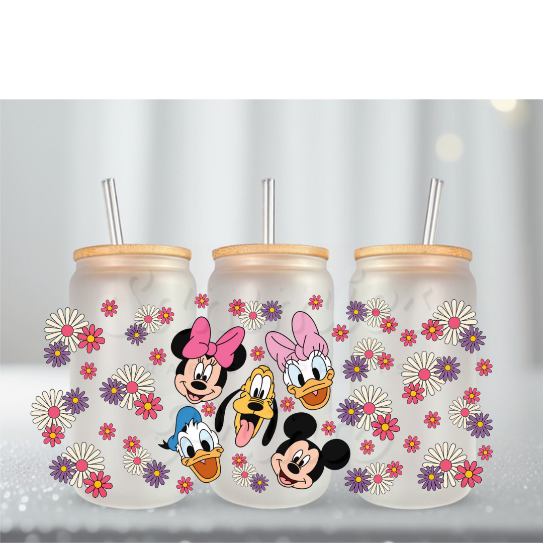 Mouse Crew Tri Color Daisies UV DTF Cup Wrap