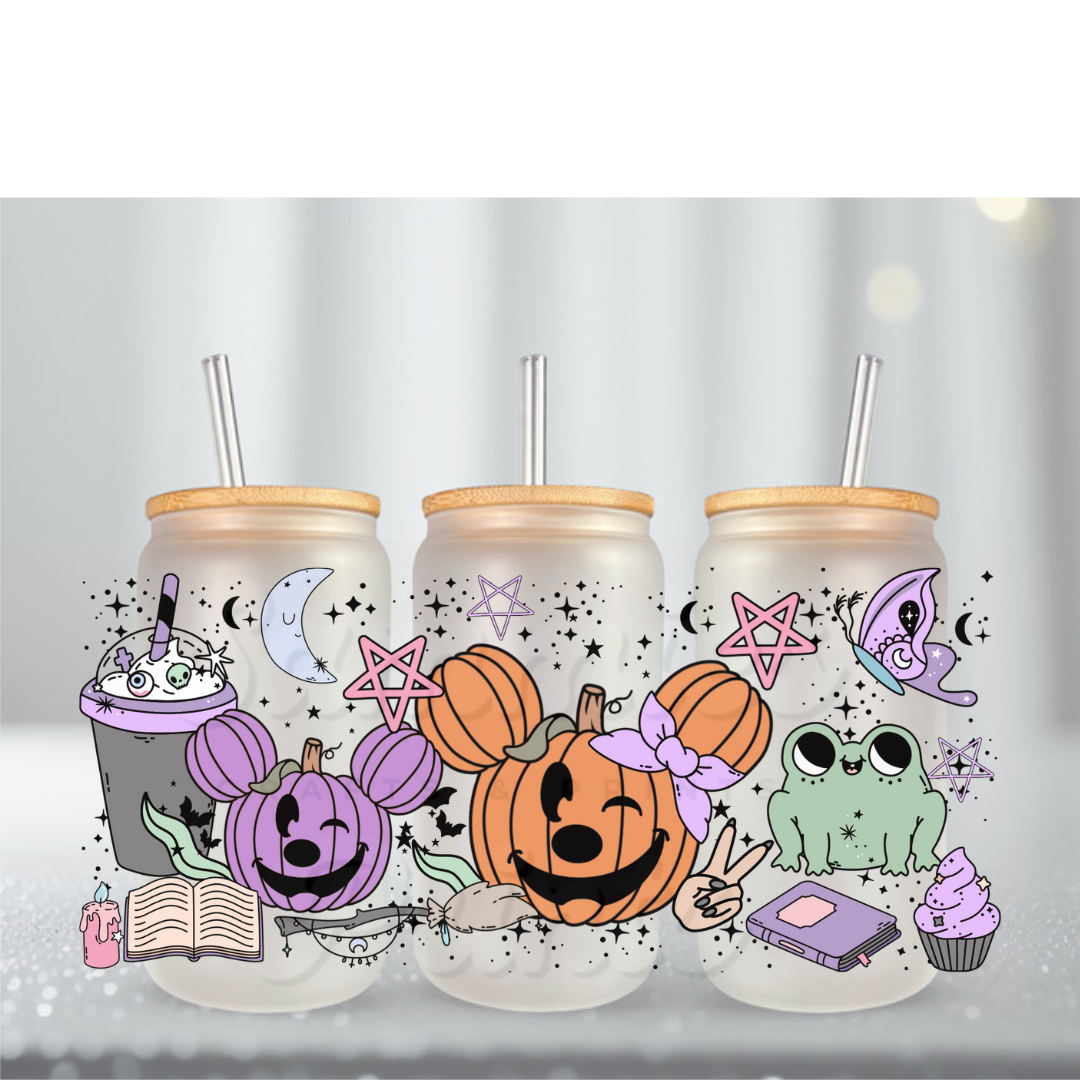 Mouse Witch Pumpkin Heads UV DTF Cup Wrap