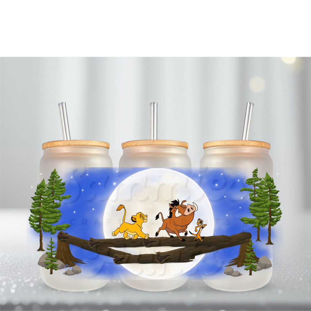 Night Scene Lion UV DTF Cup Wrap