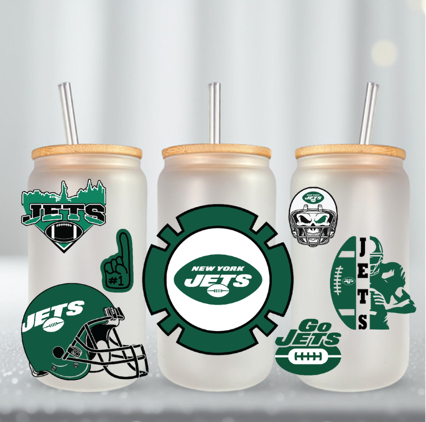 NYJ FOOTBALL UV DTF Cup Wrap