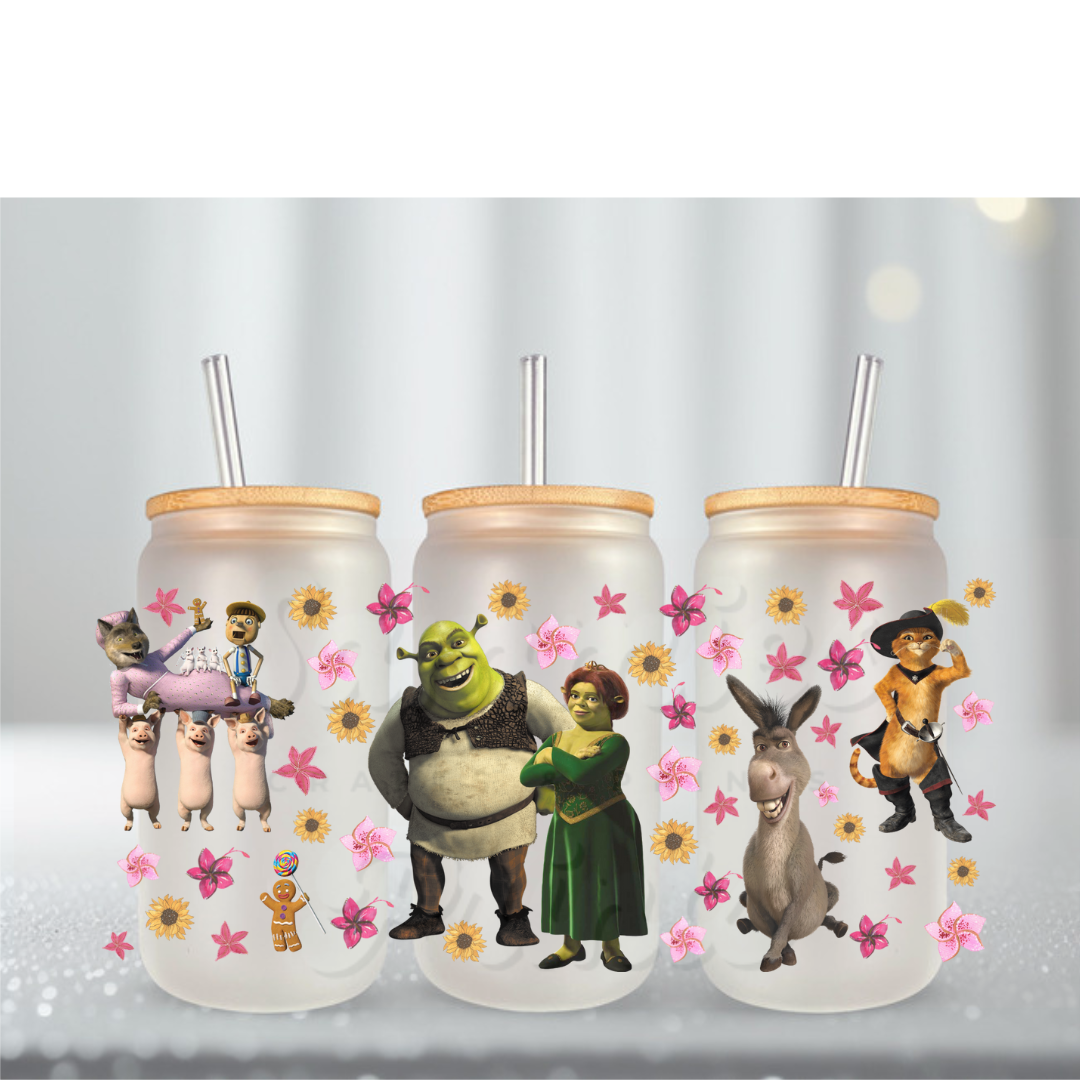 Ogre Family w Flowers UV DTF Cup Wrap