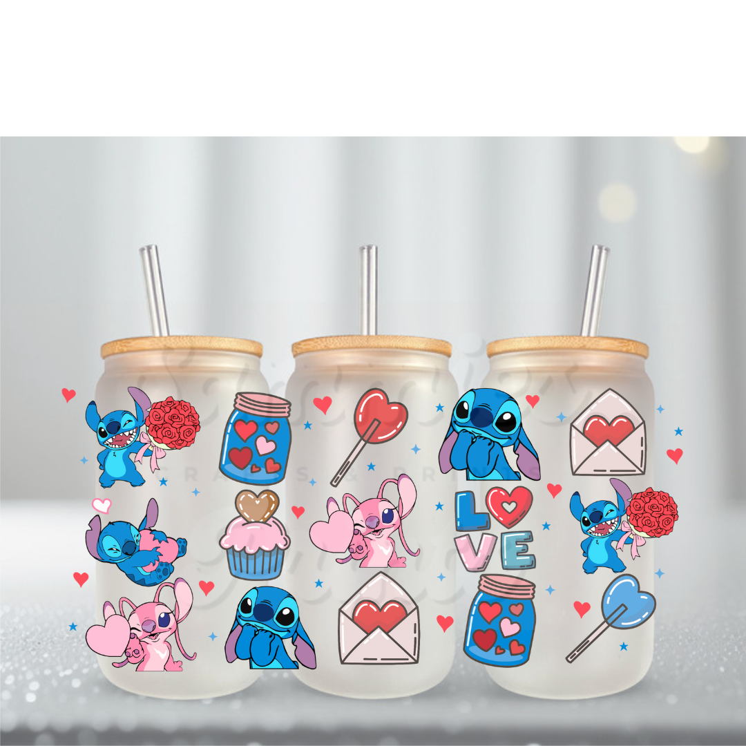 Pink & Blue Alien Love Jars UV DTF Cup Wrap