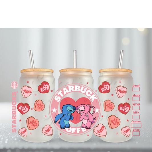 Pink & Blue Alien LT Pnk Starbs Kiss UV DTF Cup Wrap