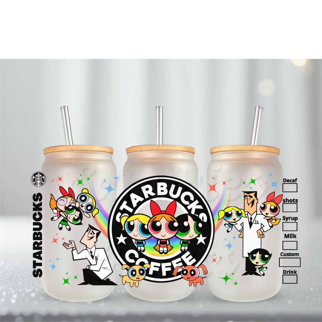 Power P Gril Crew Black Starbs UV DTF Cup Wrap