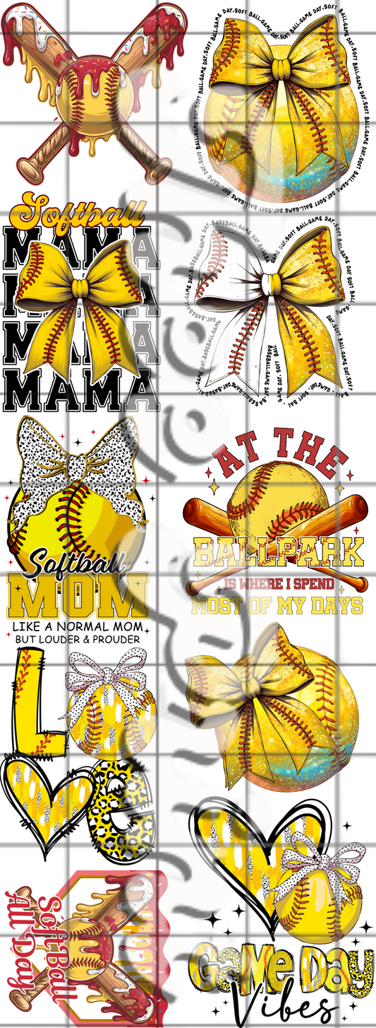 Softball Mama Pre Made 22x60"Gang Sheet