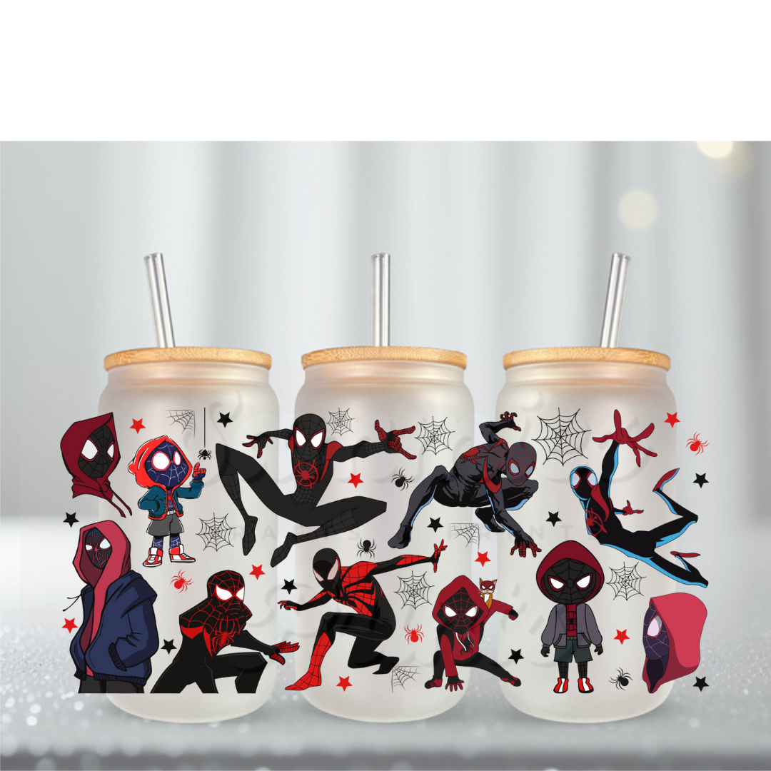 Spidey Multi Black UV DTF Cup Wrap