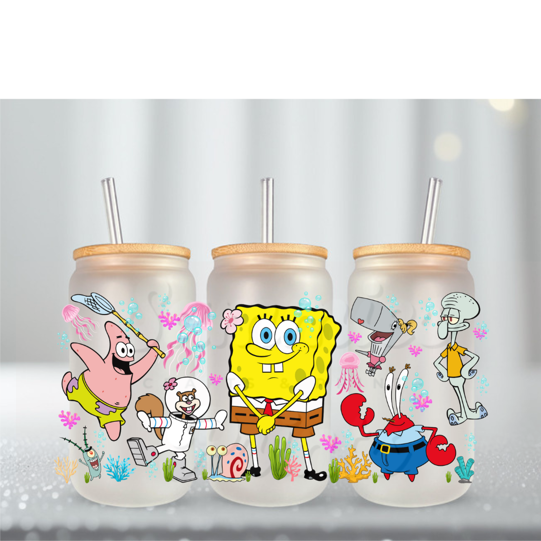 Sponge Crew Bubbles UV DTF Cup Wrap