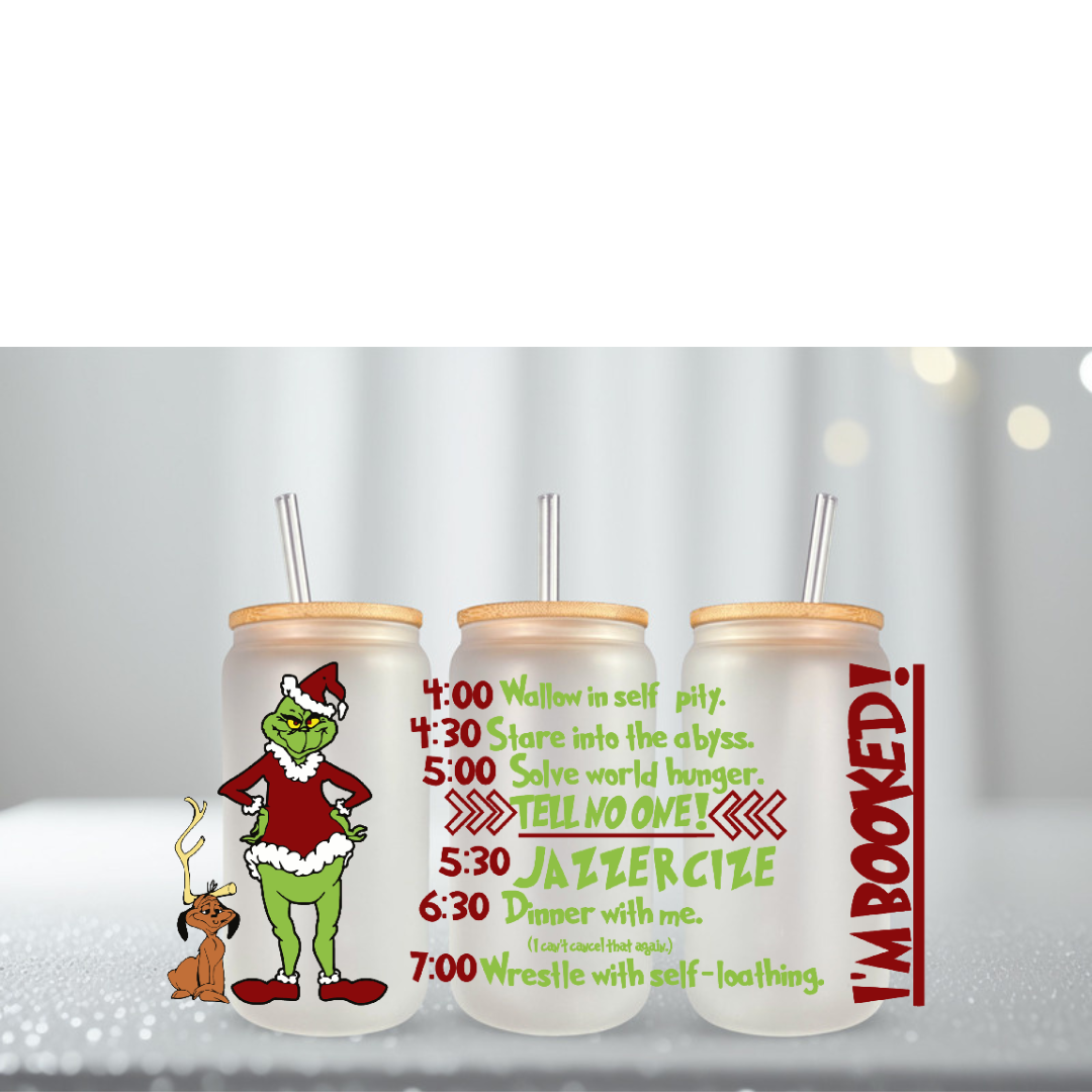 I'm Booked Green Guy Christmas UV DTF Cup Wrap