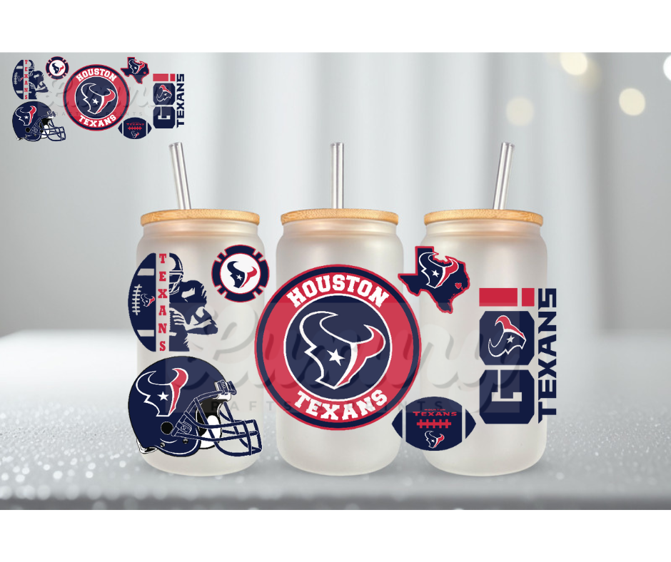 Houston Football UV DTF Cup Wrap