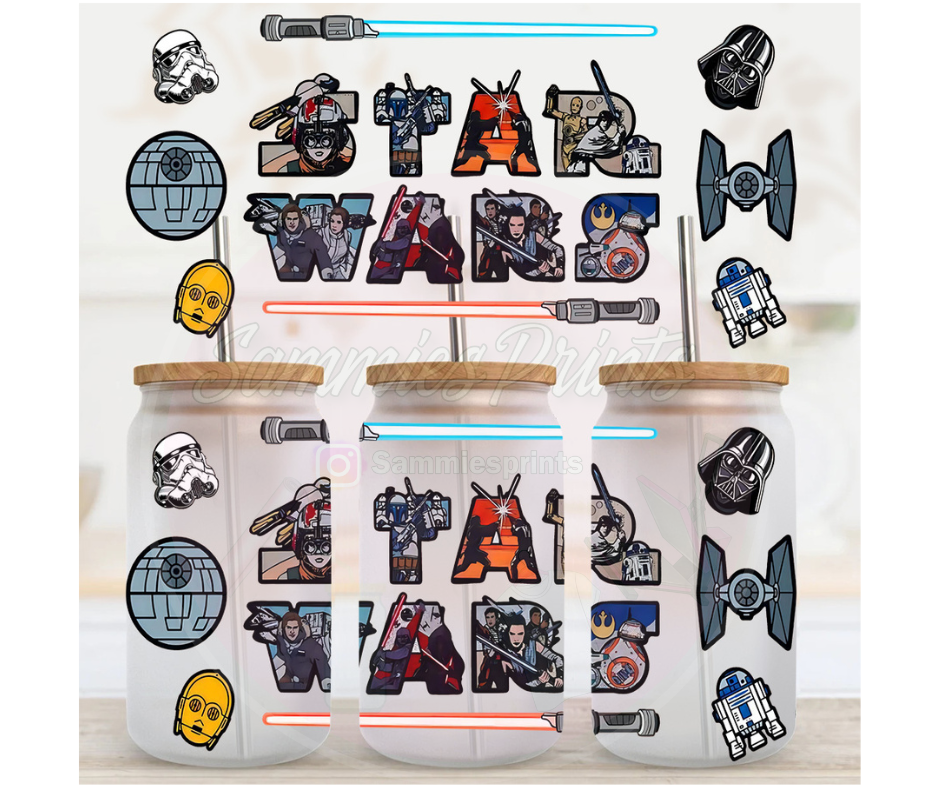 Space Wars Vader R2 Characters UV DTF Cup Wrap