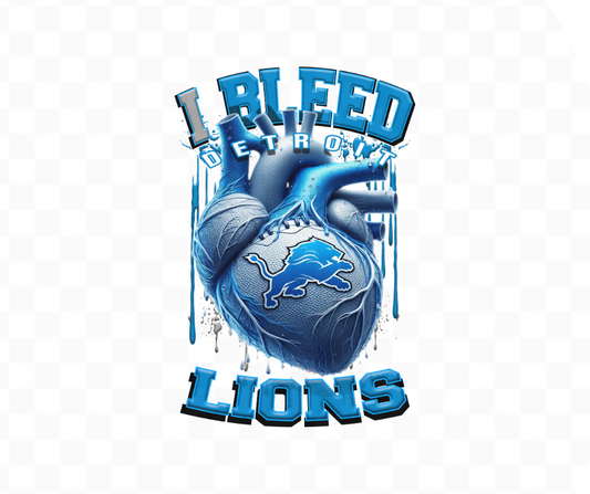 I Bleed Lions Football DTF Heat Transfer