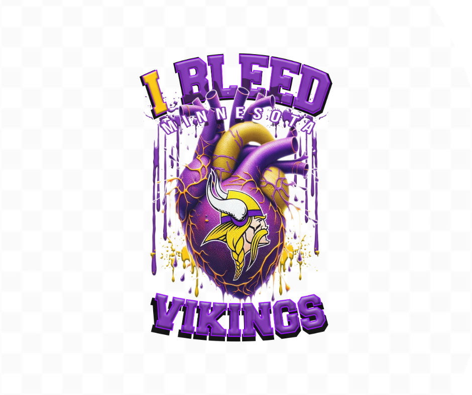 I Bleed Vikings Football DTF Heat Transfer