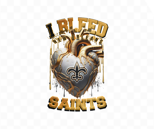 I Bleed Saints Football DTF Heat Transfer